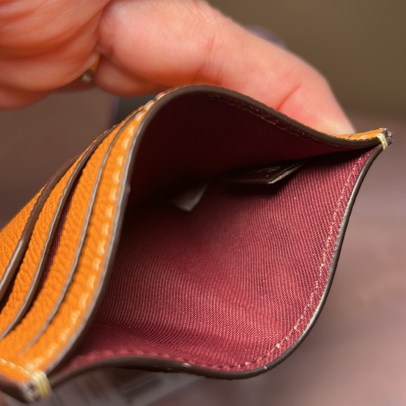 Coach slim ID/Credit Card in Bright Mandarin. Refined Leather/ Limited Edition - Picture 3 of 3